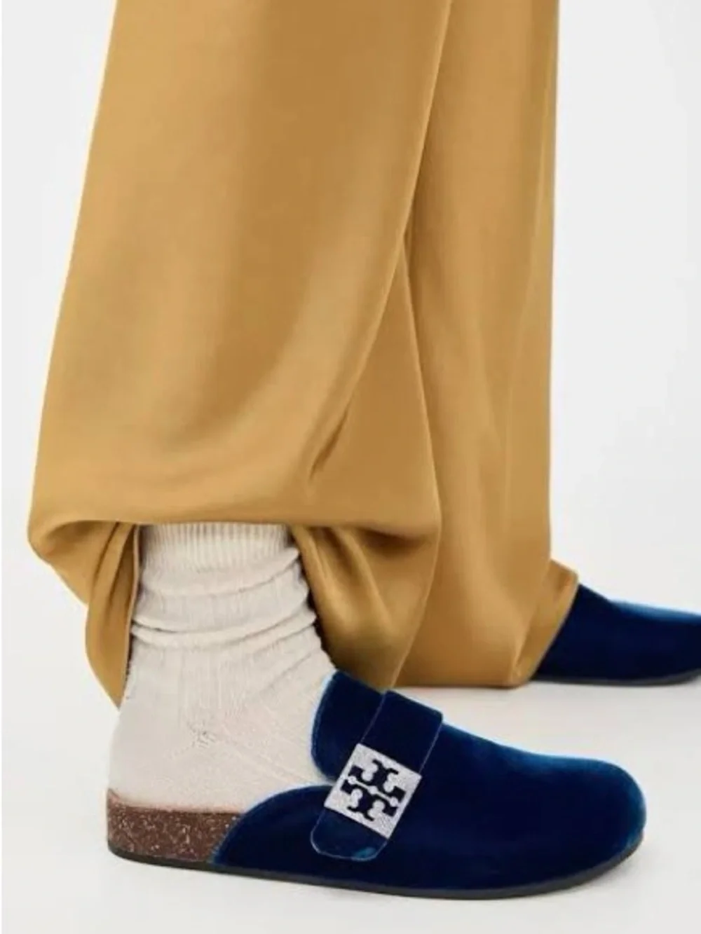 Tory Burch Mellow Pave Velvet Mule in Ocean/Silver - size 6M - NIB
